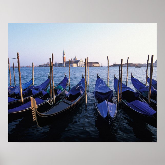 Italien, Venetien, Venedig, Gondolas och San Poster (Framsidan)