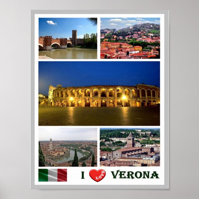 Italien - Venetien - Verona - I Kärlek - Poster (Framsidan)
