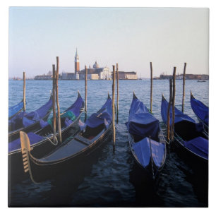 Italien, Veneto, Venedig, Rad av gondol och San Kakelplatta