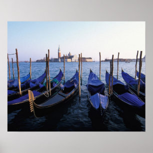 Italien, Veneto, Venedig, Rad av gondol och San Poster