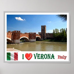 Italien - Veneto - Verona - Ponte di Castel Vecchi Poster