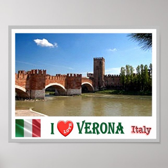 Italien - Veneto - Verona - Ponte di Castel Vecchi Poster (Framsidan)