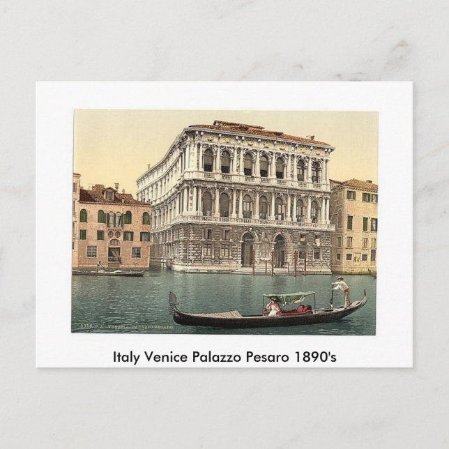 Italien Venice Palazzo Pesaro 1890's Vykort (Framsida)