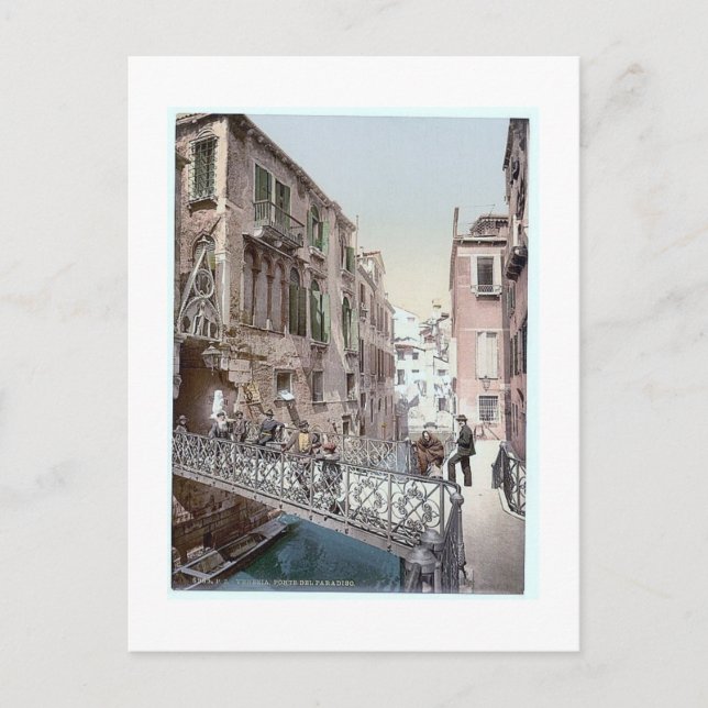 Italien Venice Ponte Del Paradiso 1890 s Vykort (Framsida)