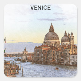 Italien Venice Vintage resor Panorama View Fyrkantigt Klistermärke