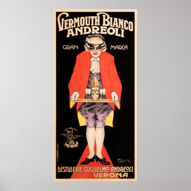 Italien Verona VERMOUTH BIANCO Liqueur Drinks Adve Poster (Framsidan)