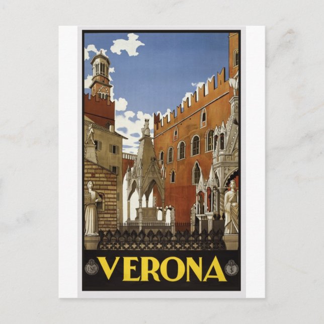 Italien Verona Vintage resor vykort (Framsida)