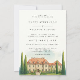 Italien Villa Watercolor Tuscany Destination Weddi Inbjudningar