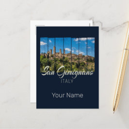 Italien Vinatge Panoramic View San Gimignano Tusca Helg Vykort