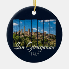 Italien Vinatge Panoramic View San Gimignano Tusca Julgransprydnad Keramik