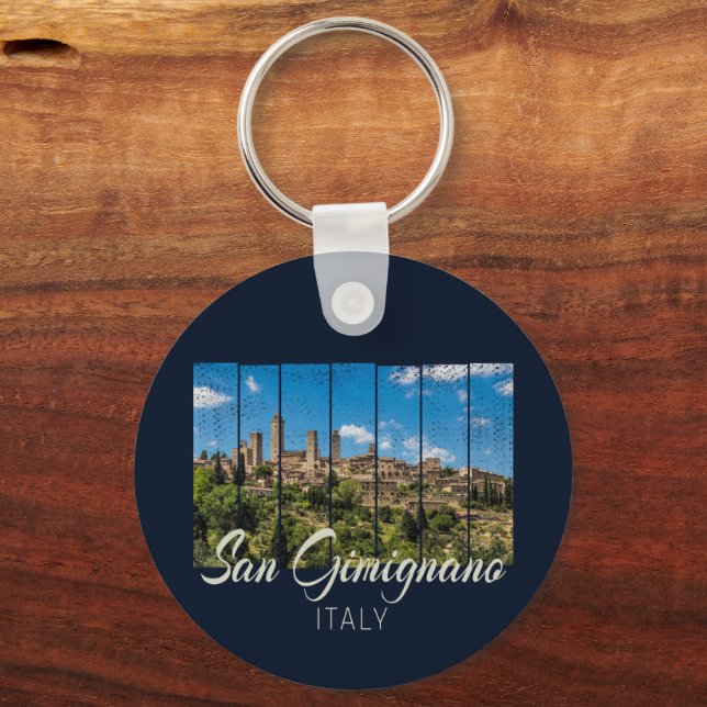 Italien Vinatge Panoramic View San Gimignano Tusca Nyckelring (Framsida)