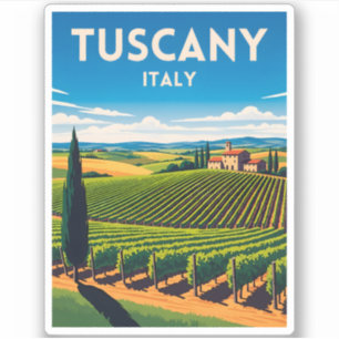 Italien Vineyard i Retro Vintage resor Toscana Klistermärken
