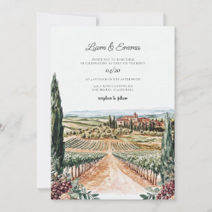 Italien Vineyard Watercolor Bröllop Inbjudningar