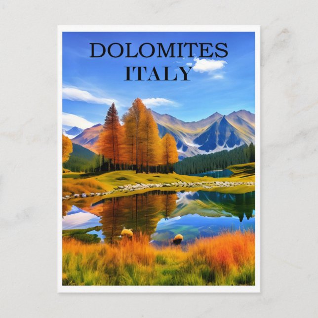 Italien Vintage Dolomites Mountain Travel Vykort (Framsida)