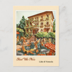 Italien vintage Hotel och Lido Venezia (Venedig Be Vykort