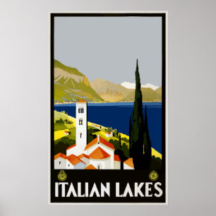 Italien Vintage resor Poster - italienska Sjöar