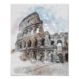 Italien Watercolor Colosseum Rom Fototryck
