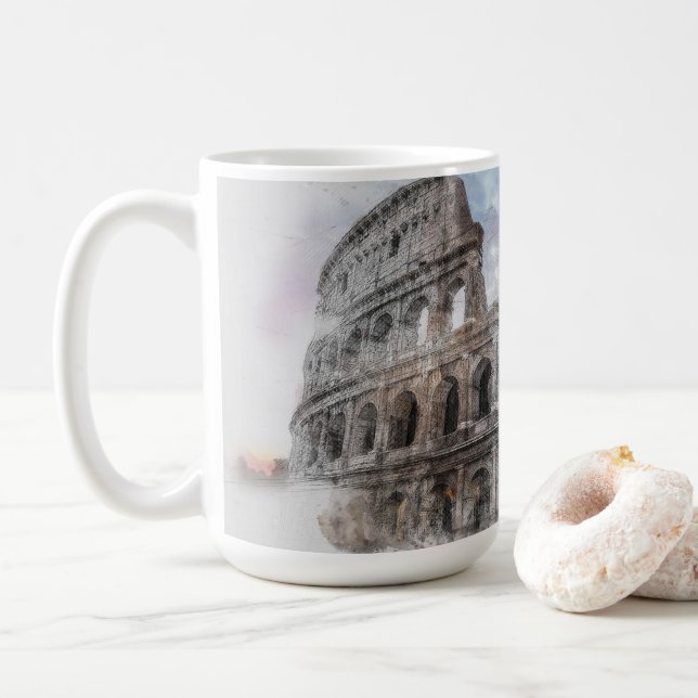 Italien Watercolor Colosseum Rom Kaffemugg (Med munk)