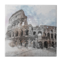 Italien Watercolor Colosseum Rom Kakelplatta