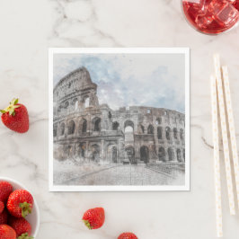 Italien Watercolor Colosseum Rom Pappersservett