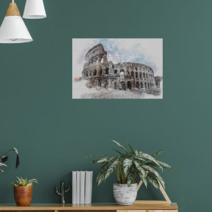 Italien Watercolor Colosseum Rom Poster