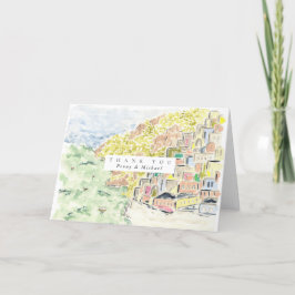 Italien Watercolor Positano Tack för dina kort