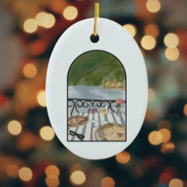 Italien Watercolor Sjö Como Julgransprydnad Keramik