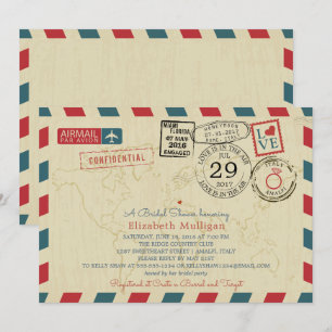 Italien World Traveler Airmail   Möhippa Inbjudningar
