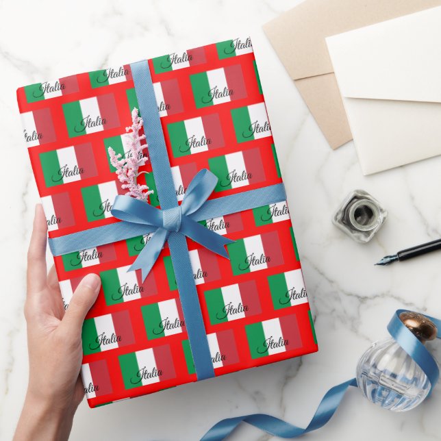 Italien Wrapping Papper, italiensk Flagga patrioti Presentpapper (Gifting)