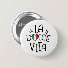 Italienälskarepresent La Dolce Vita Hjärtflagga Knapp