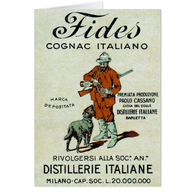 Italienare 1905 Cognac Hälsningskort (Framsidan)