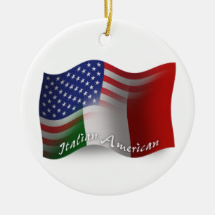 Italienare-Amerikan som vinkar flagga Julgransprydnad Keramik