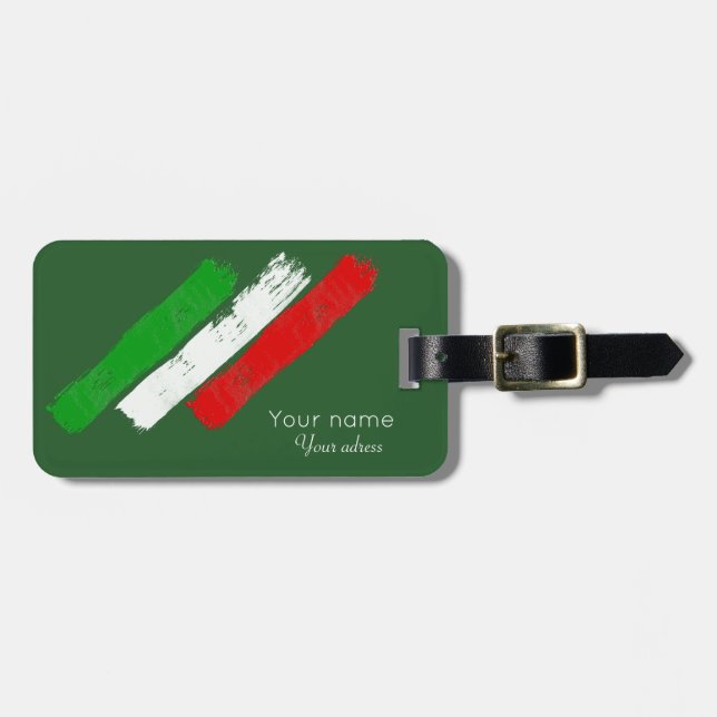 Italienare flag.brush slår. känd .text. bagagebricka (Horisontell Framsida)