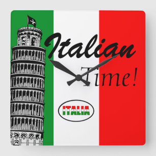 Italienare-Flagga av italien Fyrkantig Klocka
