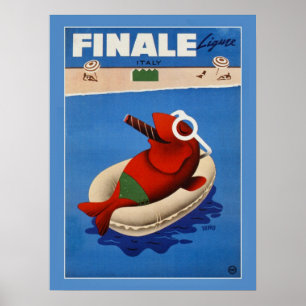 Italienare för fisk för retro final för vintage poster