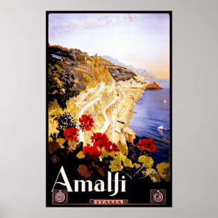 Italienare för vintage för Amalfi ~-Italia ~ reser Poster