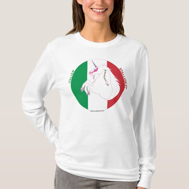 Italienare Hingst-et Unicorn Nano Hanes T-shirt (Framsida)