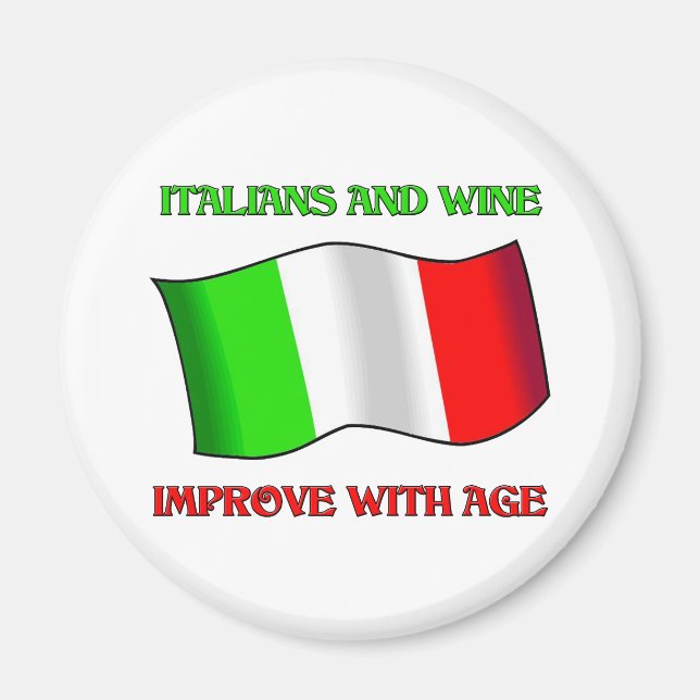 Italienarna och Vin, förbättra med åldern Magnet (Framsidan)