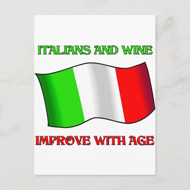 Italienarna och Vin, förbättra med åldern Vykort (Framsida)