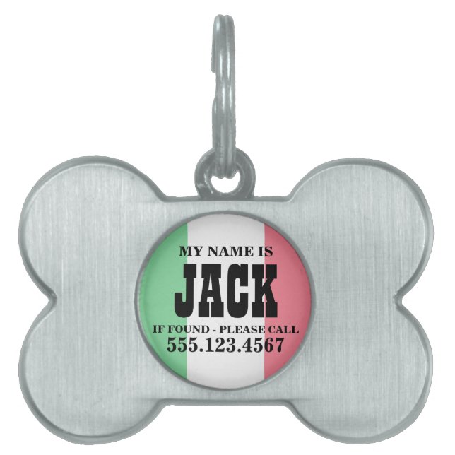 Italienflagga ID-bricka Husdjur (Framsidan)