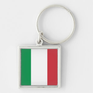 Italienflagga Keychain Fyrkantig Silverfärgad Nyckelring
