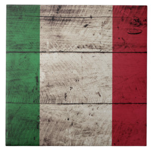 Italienflagga på gammalt Wood korn Kakelplatta