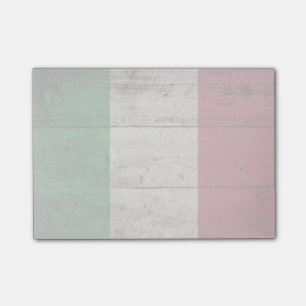Italienflagga på gammalt Wood korn Post-it Block