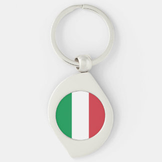 Italienflagga Swirl Silverfärgad Nyckelring
