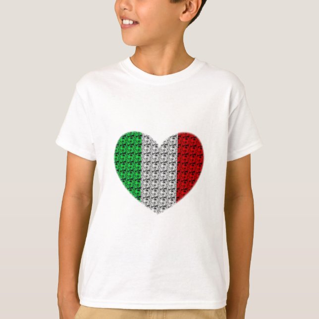 Italienflaggahjärta Tee Shirt (Framsida)