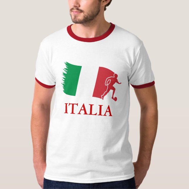 Italienfotbollflagga T Shirt (Framsida)