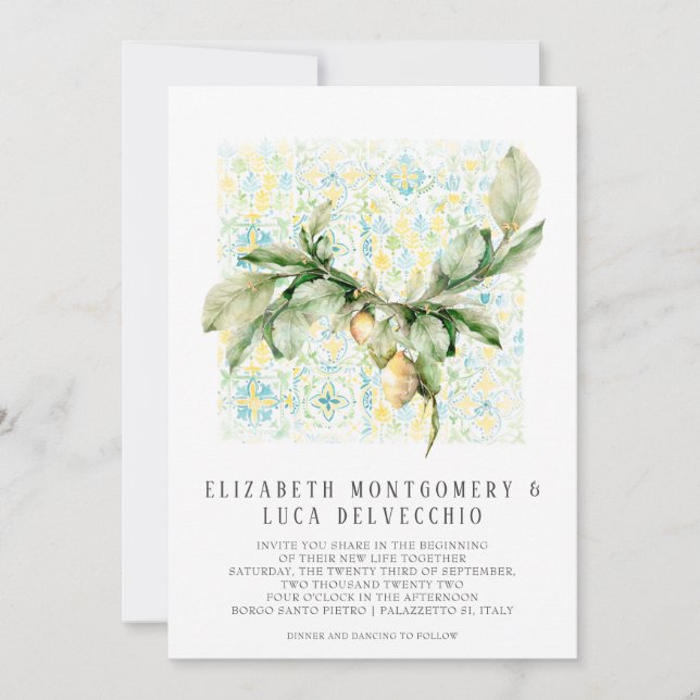 Italienisk citronlund | Boho botanisk inbjudan (Framsida)