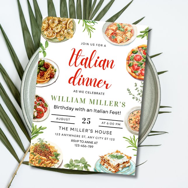 Italienisk Födelsedagsinbjudan till Middag, Pizzaf Inbjudan (Skapare uppladdad)