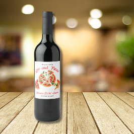 Italienkärlek & Pizzaparty Snitt Bröllopsdusch Vinflaska Etikett