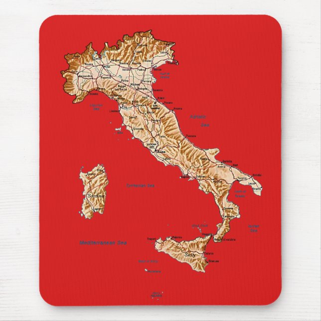 Italienkarta Mousepad Musmatta (Framsidan)
